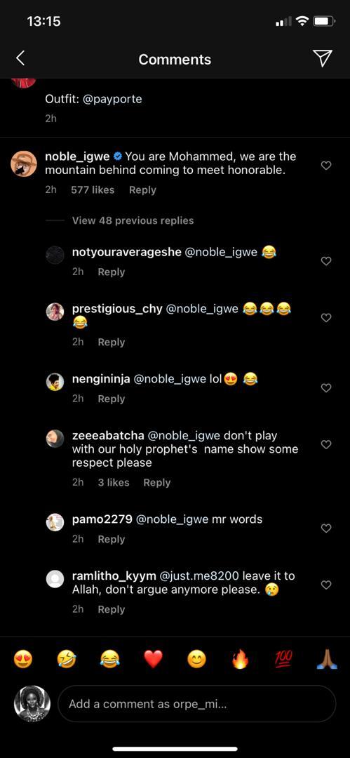 Noble Igwe Dragged For Complimenting Nengi With Prophet Mohammed's Name