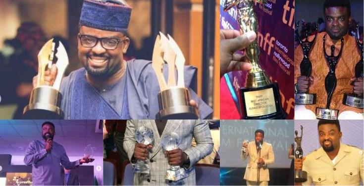 Movie producer, Kunle Afolayan showcases his collection of prestigious awards