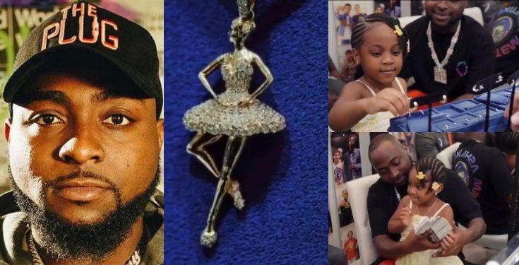 Davido takes his second daughter on Diamond necklace shopping (video)