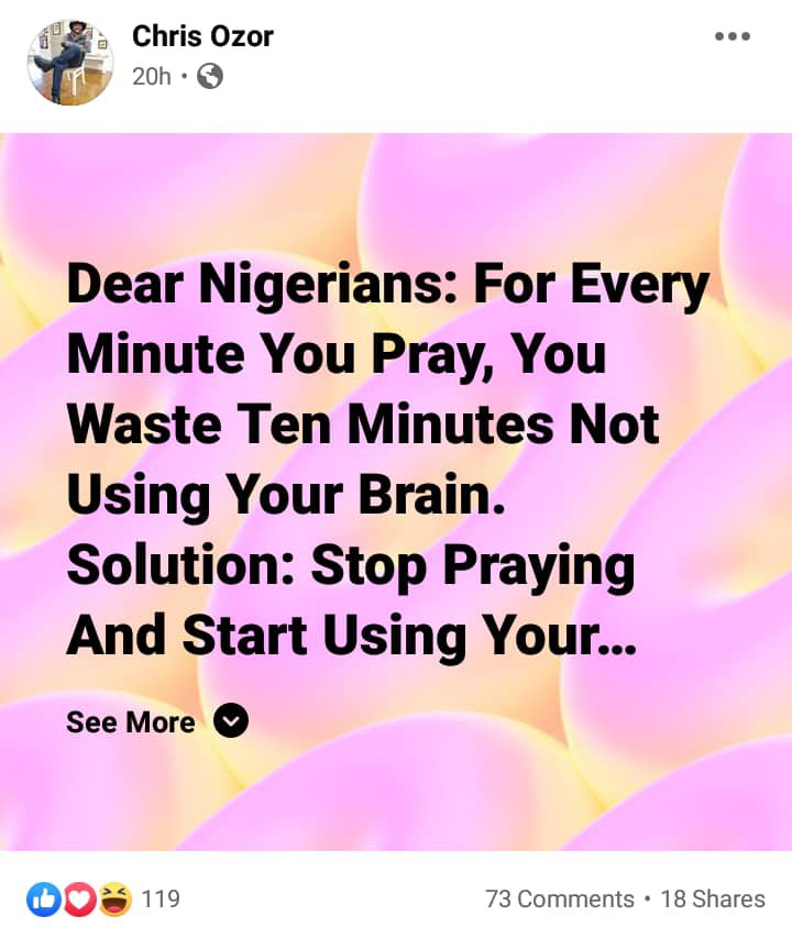 Stop praying and start using your brain
