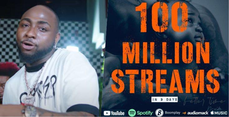 Davido Jubilates as ‘A Better Time’ Album Hits 100 Million Streams In 3 Days