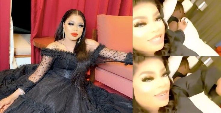 Bobrisky shows off his 'mystery lover' in hotel room (Video)