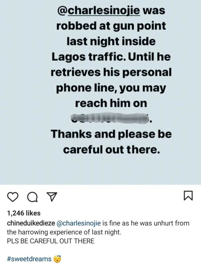 Charles Inojie Robbed In Lagos