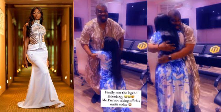 BBN’s Ka3na goes on her knees as she meets Don Jazzy for the first time
