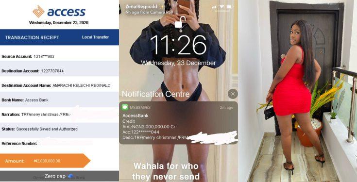 Nigerian lady allegedly receives N2million as Christmas gift from ‘Santa’ (Screenshots)