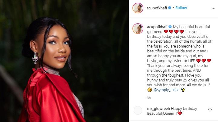 Khafi Kareem pens heartfelt note to Tacha on her 25th birthday