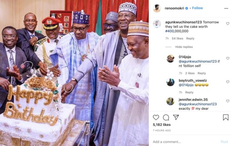 "They'll say the cake is N400M" - Nigerians tease Buhari over his birthday cake