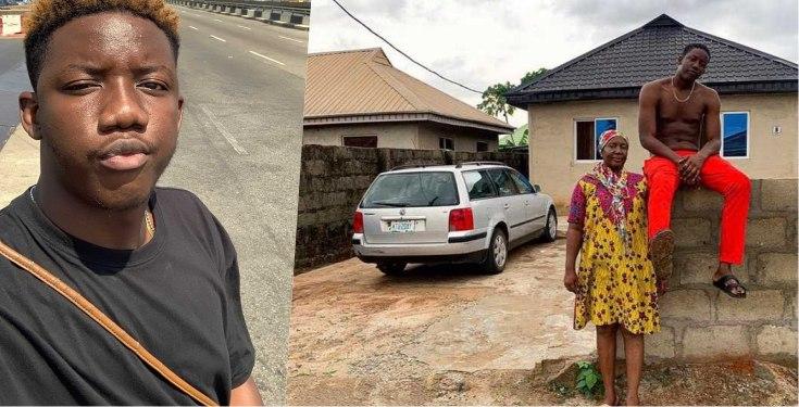 Young man celebrates after building a house for his mother