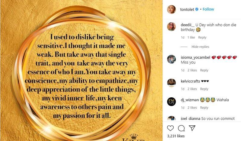 "I used to dislike being sensitive" - Tonto Dikeh opens up on her worst fear