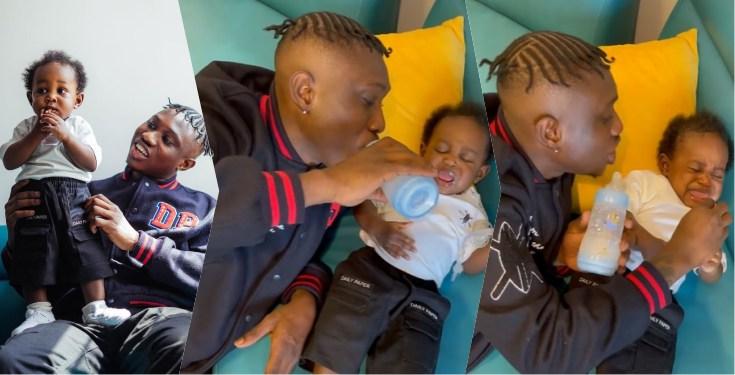 Nigerians drag Zlatan Ibile for snatching feeding bottle from his baby (Video)