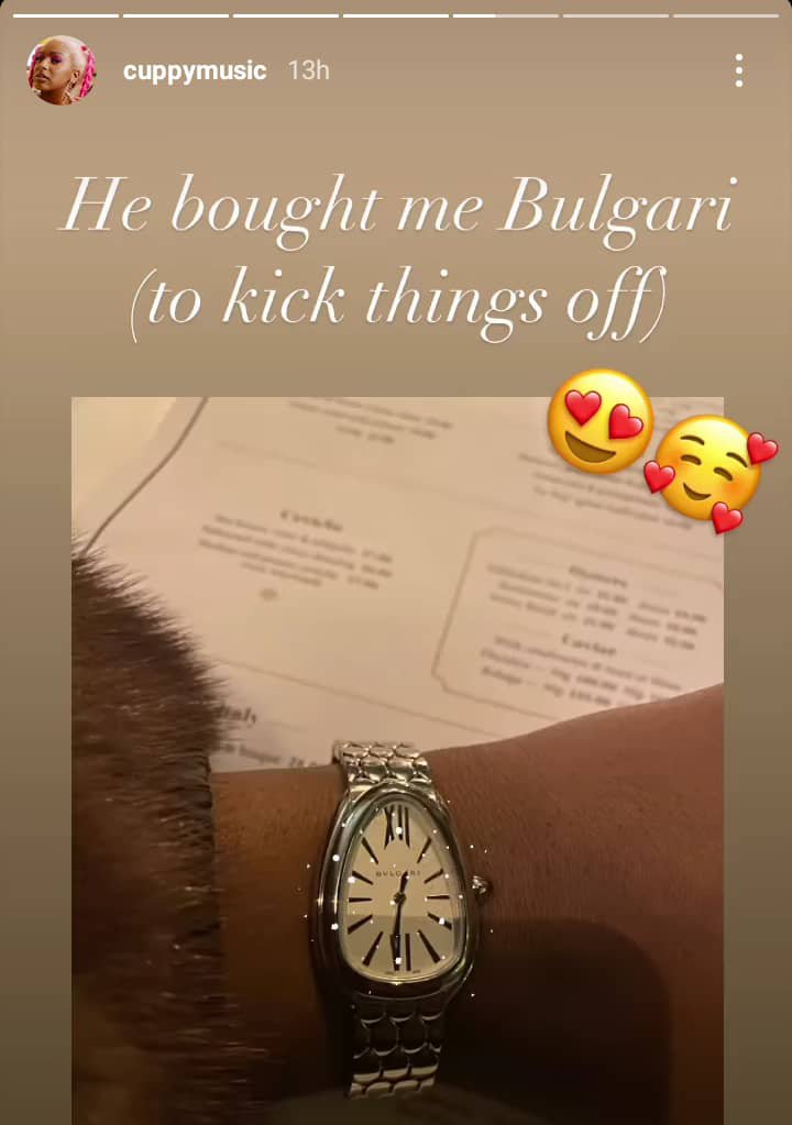 DJ Cuppy Bulgari wristwatch