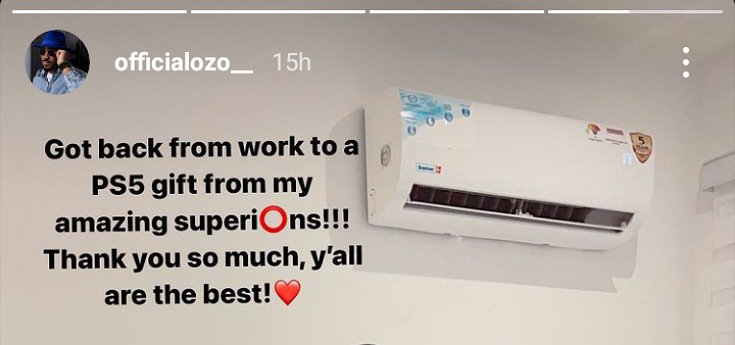 Ozo gets a PS5 as gift from his fans