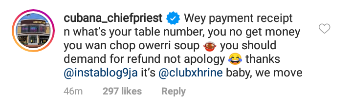 Cubana Chiefpriest reacts to accusation