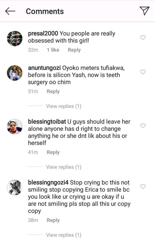 "Nothing is real about you" - Fans drag Nengi as old photo confirms she did teeth surgery