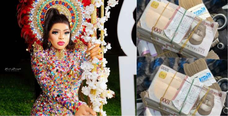 Bobrisky flaunts N2M cash from his boyfriend for weekend turn up (Video)