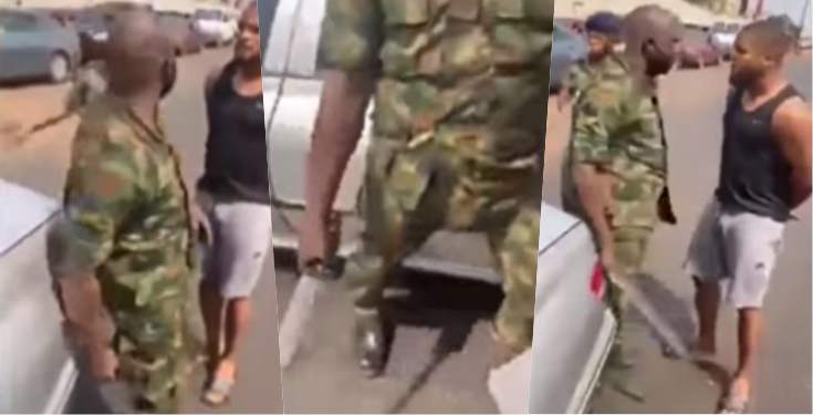 Soldier pulls cutlass on civilian who questioned him for taking one-way (Video)