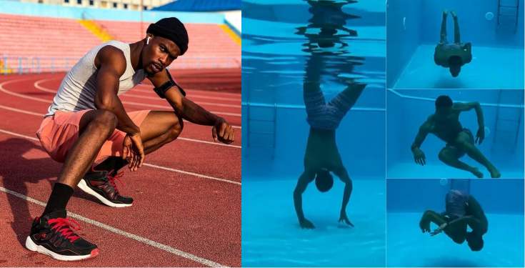 Neo Akpofure shows off unbelievable swimming skills (Video)