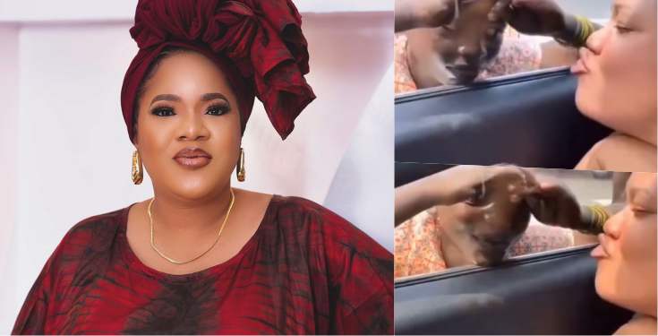 Reactions as Toyin Abraham blows child beggar kiss in traffic (Video)Reactions as Toyin Abraham blows child beggar kiss in traffic (Video)