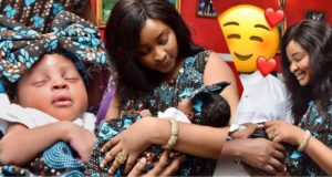 Etinosa Idemudia celebrates daughter's naming ceremony, hides husband's face