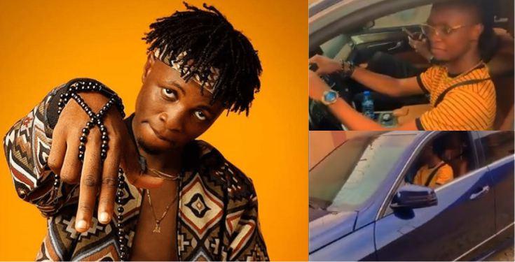 Laycon learns to drive, shows off driving skills in his Benz (Video)