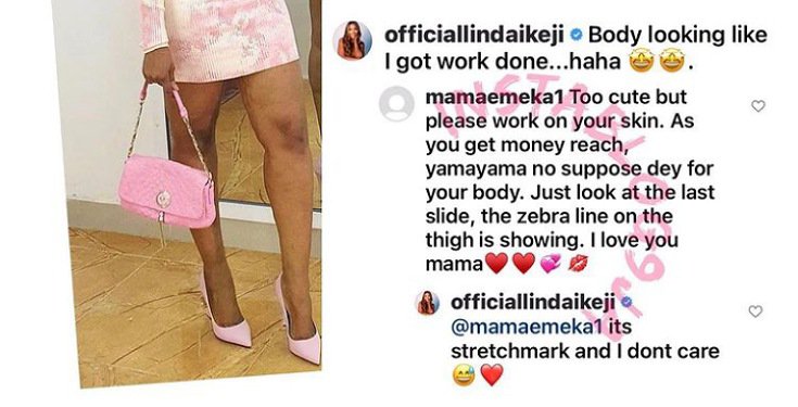 Linda Ikeji replies lady