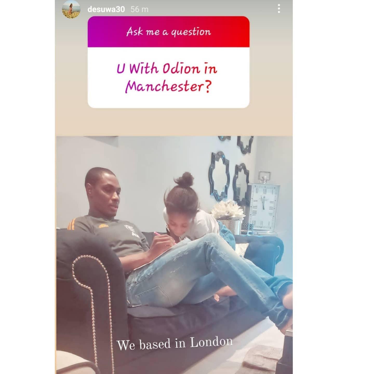 "Ask Google or Siri" - Odion Ighalo's wife to fans asking about her marital status after changing username