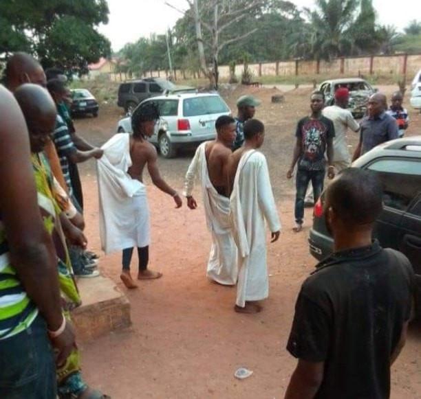 Three suspected Yahoo boys caught attempting to use a lady for ritual in Edo