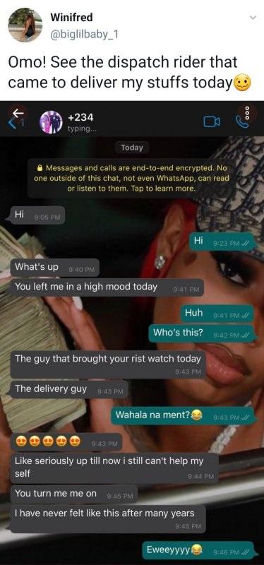 "You turn me on" - Lady shares text received from her dispatch rider