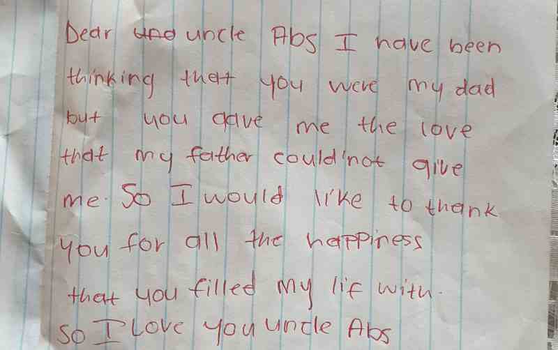 "You gave me love that my father couldn't" - Man shares touching note from niece