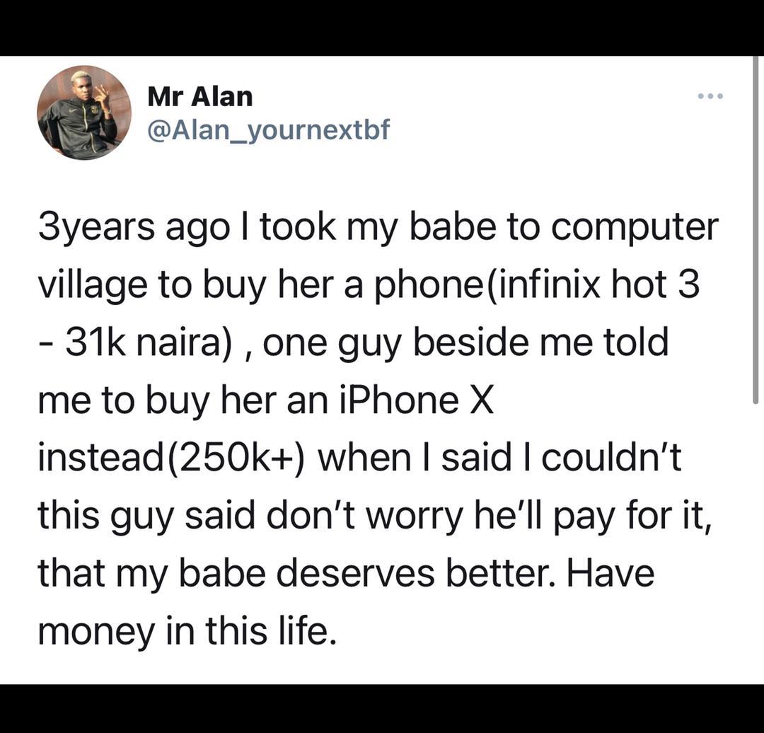Man narrates how another man bought his girlfriend iPhone X of N250k