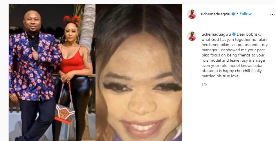 Uche slams Bobrisky over Rosy’s marriage