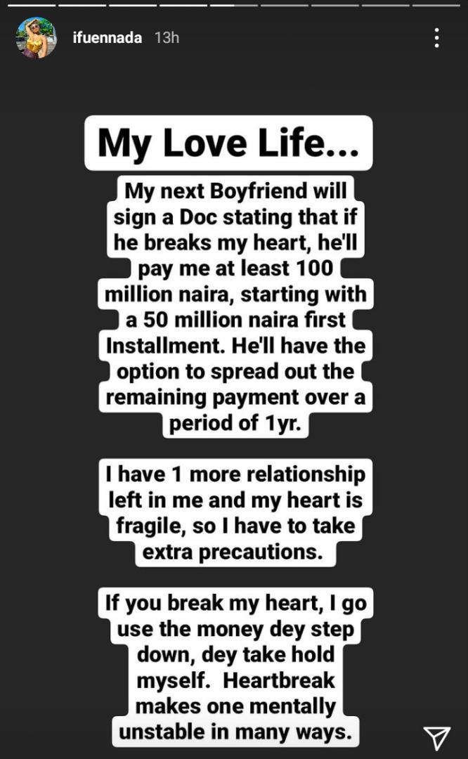 "My next boyfriend must sign an agreement" - Ifu