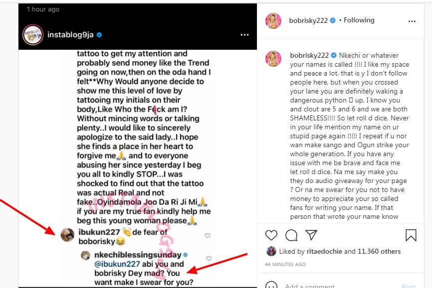 Bobrisky drags Nkechi Blessing