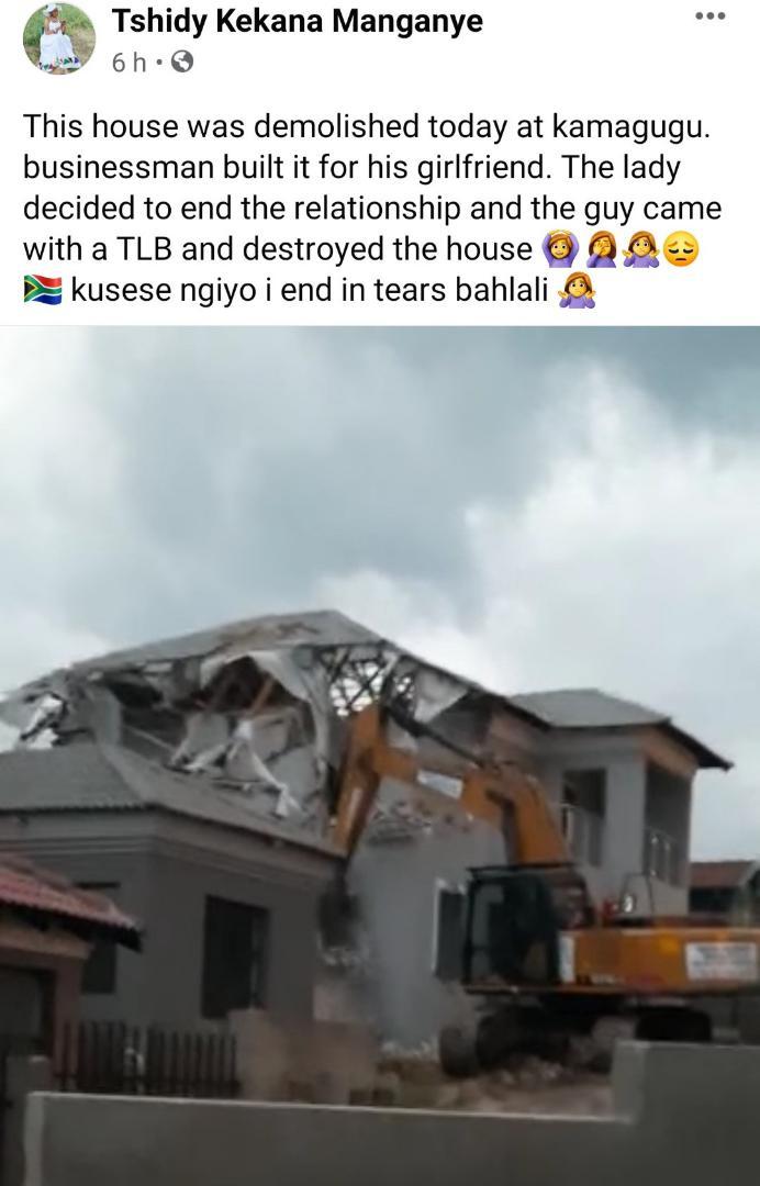 Man demolishes house he built for his girlfriend