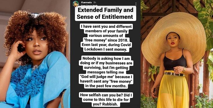 Ifu Ennada says her family is selfish