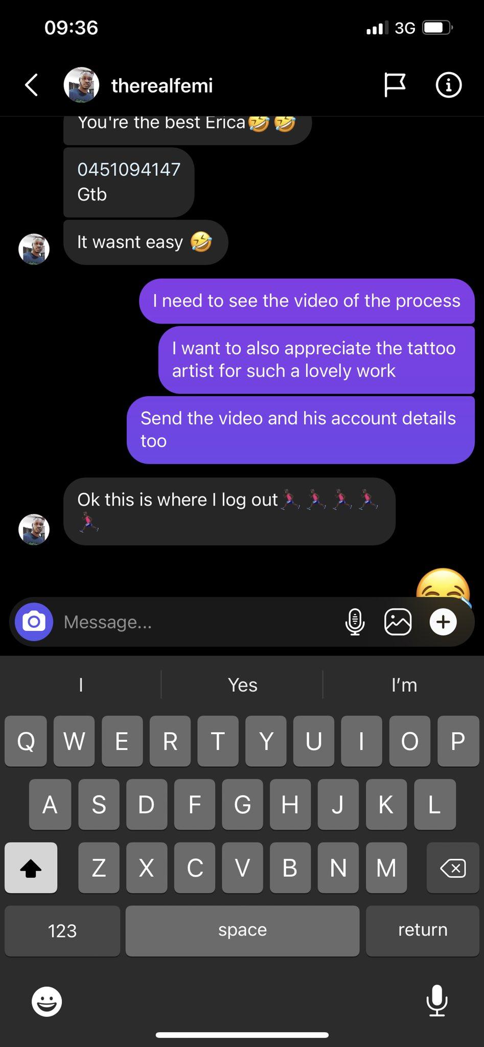 Fake tattoo of Erica