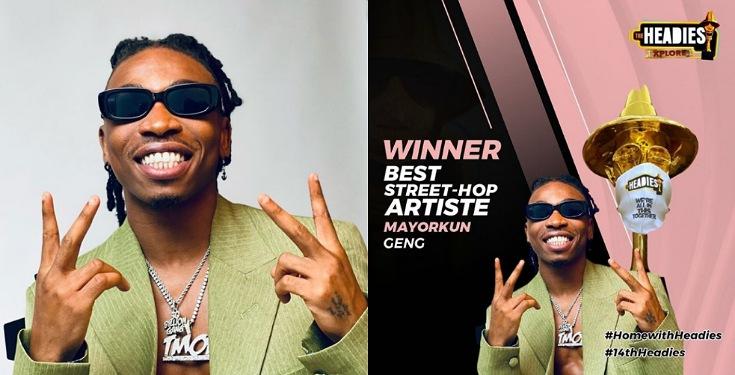 Mayorkun wins the 'Best Street-Hop Artiste' award