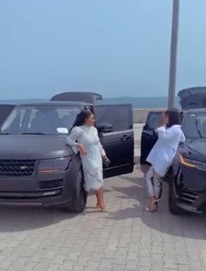 Mercy Aigbe and friend flaunt their Range Rover, calls it RR Geng (Video)