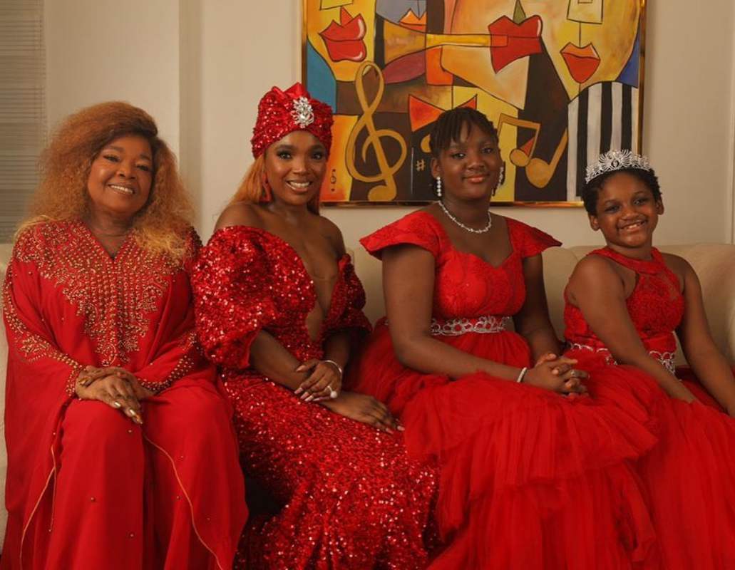 Annie Idibia Shares Stunning 3-Generations Photo With Mum, Daughters