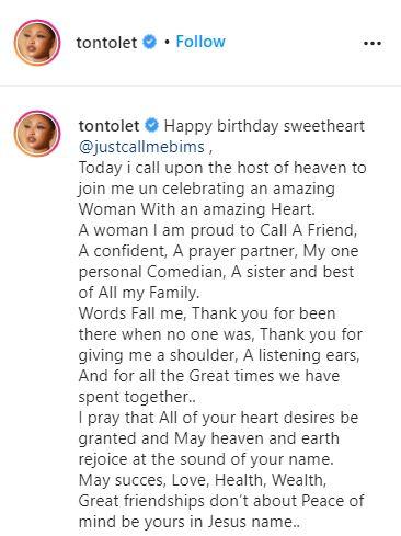 Tonto Dikeh celebrates Churchill's ex-wife, Bimbo Coker on her birthday