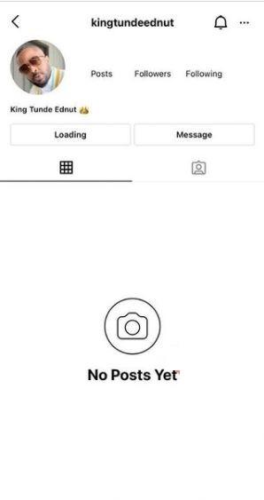 Instagram suspends Tunde Ednut's page for the third time