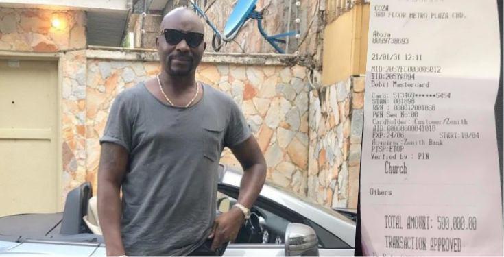 Governor Fayose's brother flaunts N500K seed to Pastor Fatoyinbo's church