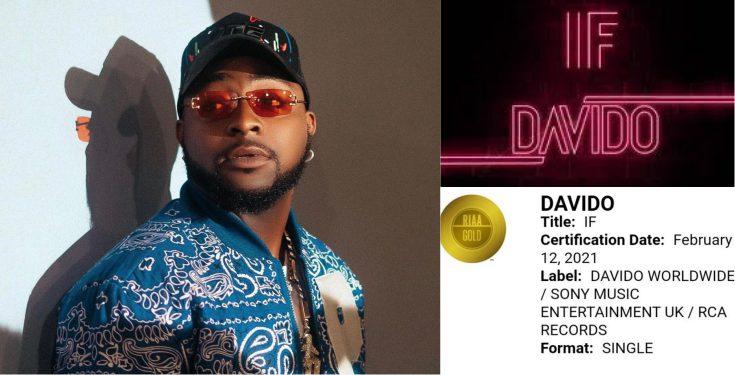 Davido bags second Gold certification after 'IF' single hit 500,000 in USA