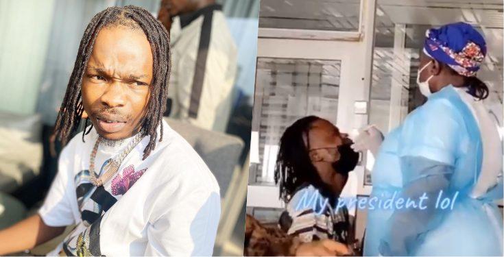 Naira Marley mocked for struggling to stay calm during COVID-19 test (Video)