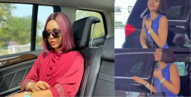 "Na drugs" - Reactions as Regina Daniels struggles to walk in heels (Video)