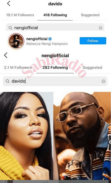 Davido follows Nengi again