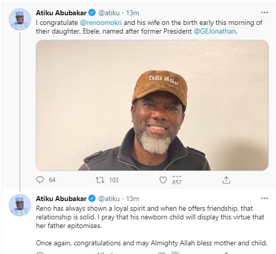 Reno Omokri welcomes 4th child, names her after Goodluck Ebele Jonathan