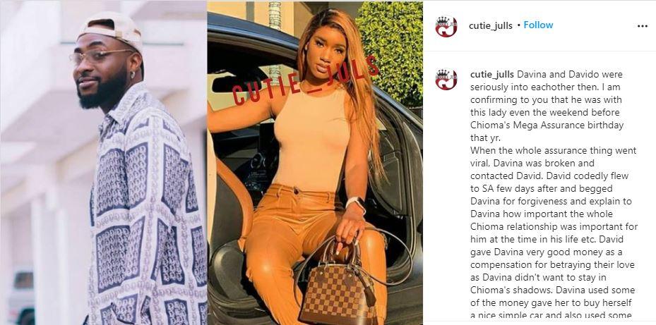 "Davido is fighting to get his ex back over Chioma" - Blogger reveals shocking details