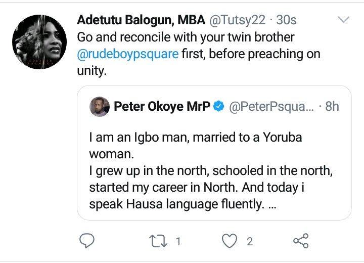 "Reconcile with your twin brother before preaching unity" - Activist lambast Peter Okoye