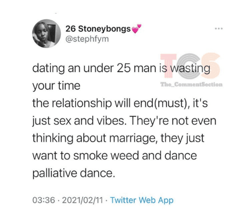 "Dating men below age 25 is time wasting" - Twitter user sparks debate